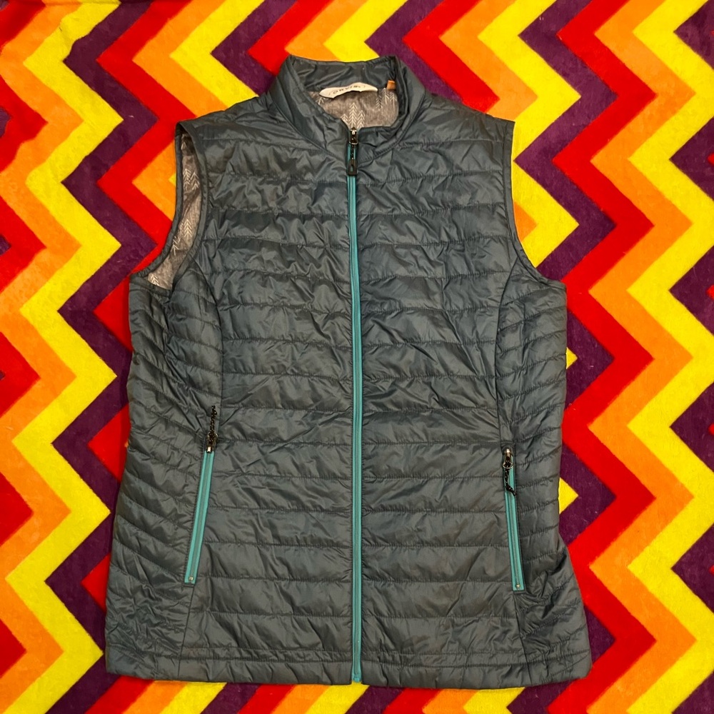 Orvis blue puffer vest